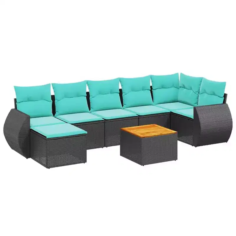 vidaXL 8 Piece Garden Sofa Set with Cushions Poly Rattan