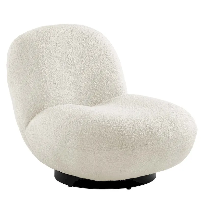 Kindred Boucle Upholstered Swivel Chair with Matte Black Base
