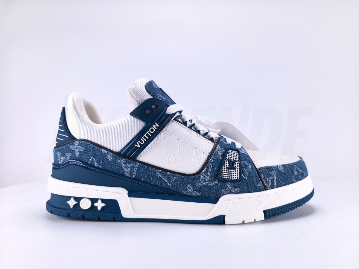 LV Trainer Monogram Denim White Blue - Aktrende