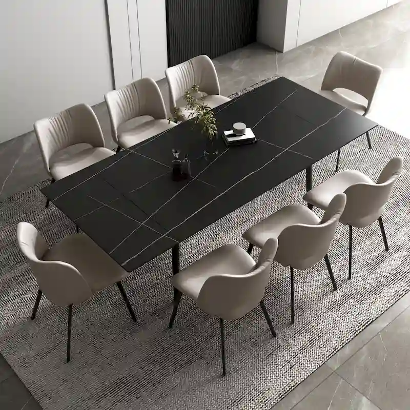 Extendable Dining Table Set with Sintered Stone Top - Seats 6-10