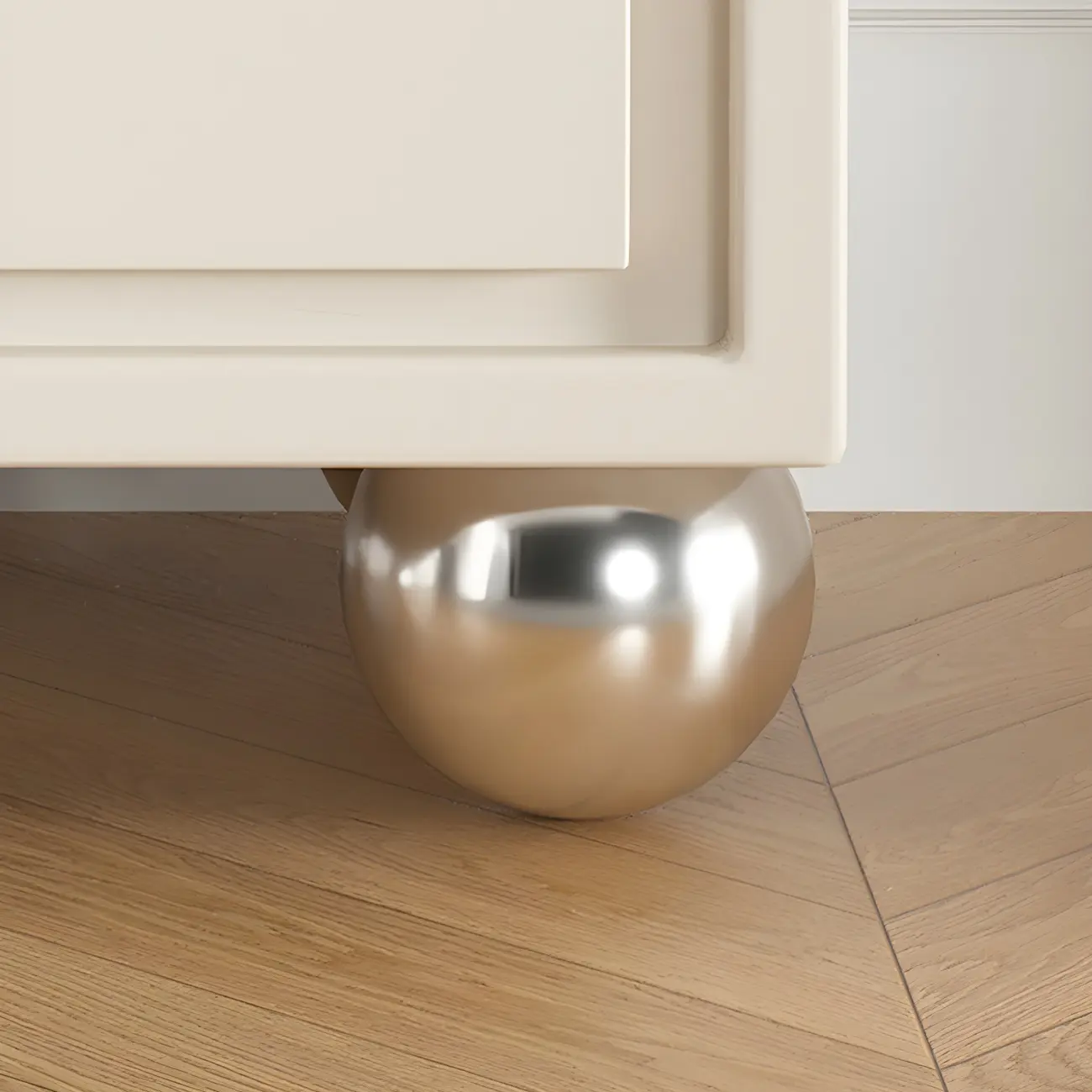 Narrow Off-White Faux Leather 2 Drawers Nightstand