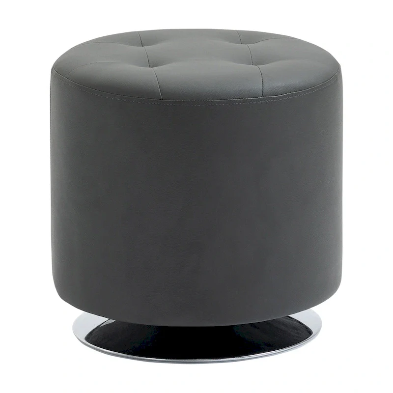 HOMCOM 360-deg Swivel Foot Stool Round PU Ottoman with Thick Sponge Padding and Solid Steel Base