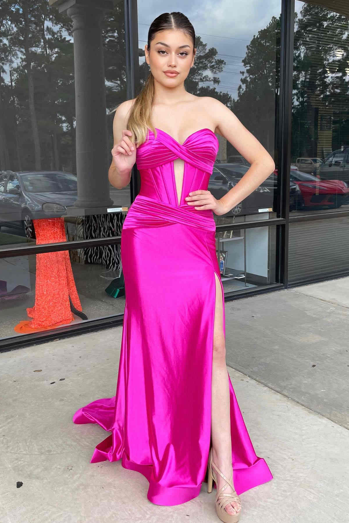 Sweetheart Satin Mermaid Long Prom Dress