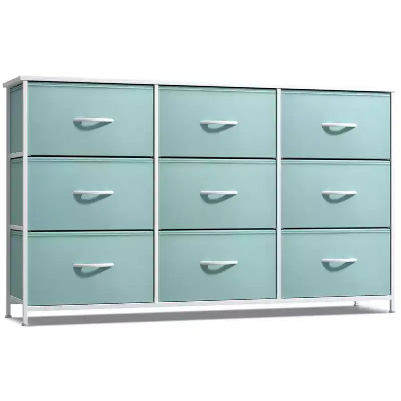 Sorbus 9 Drawers Dresser- Storage Unit with Steel Frame, Wood Top, Fabric Bins - for Bedroom, Closet, Office and more