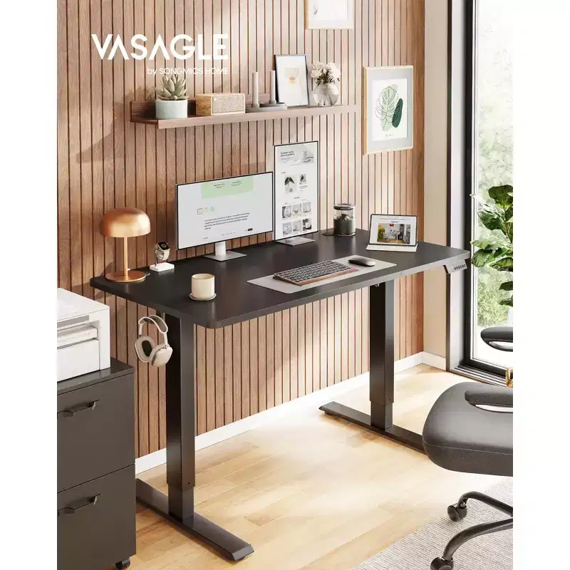 VASAGLE Electric Standing Desk, Height Adjustable Desk, Sedentary Reminder, 4 Memory Heights, for Home Office, 47.2 x 23.6 Inches