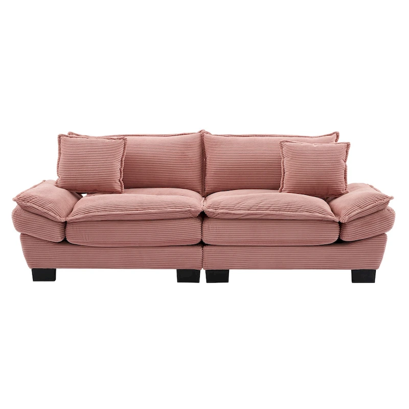 65.5 Upholstered 3-Seater Sofa Couch with Two Pillows and Sturdy Construction