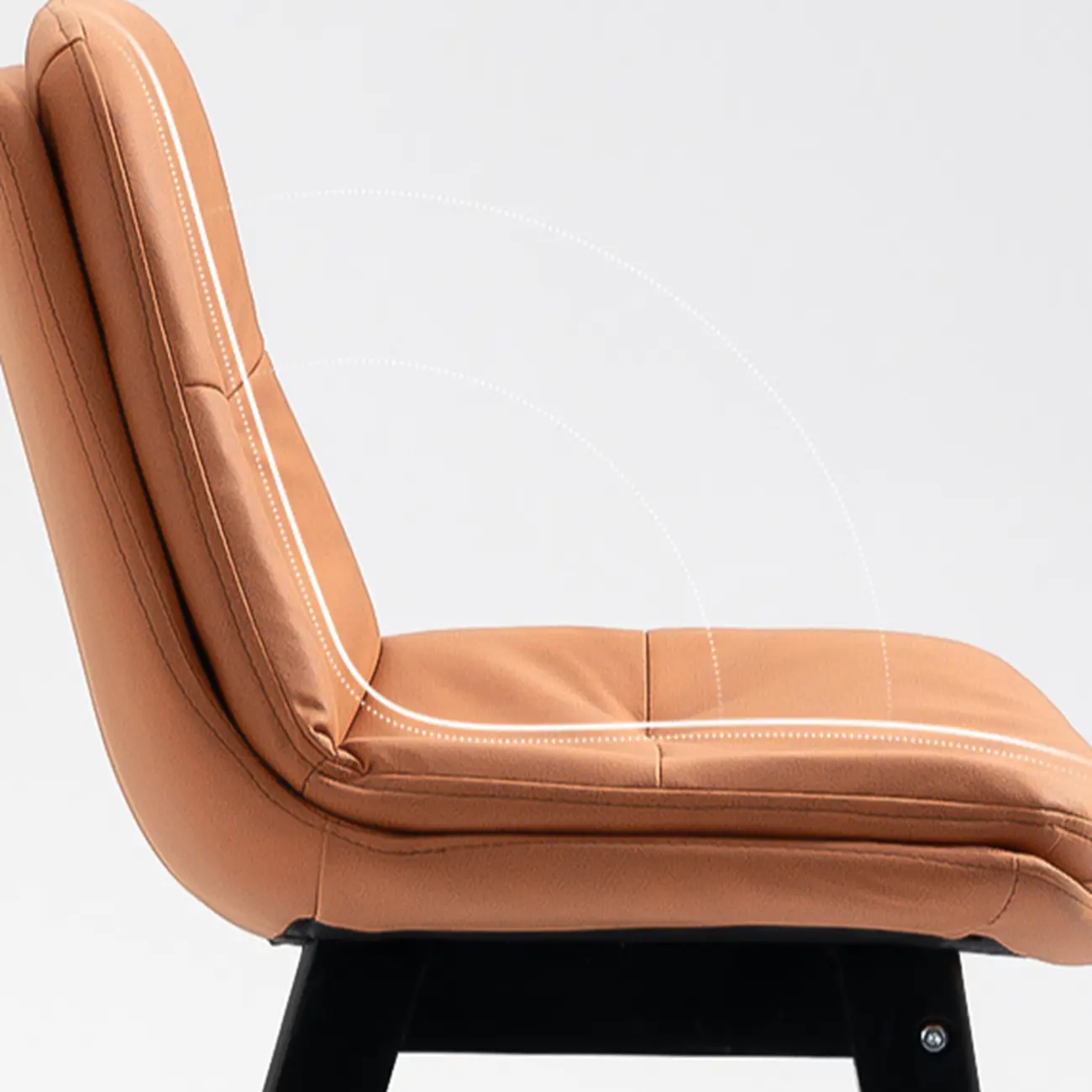 Scandinavian Wood Frame Leather Ergonomic Bucket Bar Stool