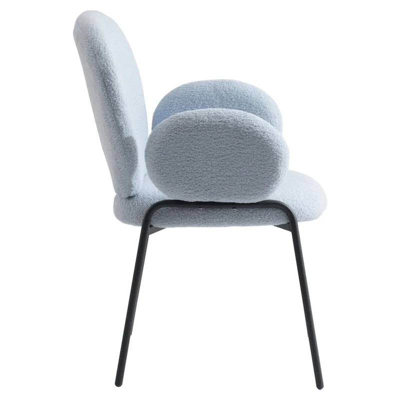 Celestial Boucle Upholstered Iron Dining Chairs Set of 2 by LeisureMod