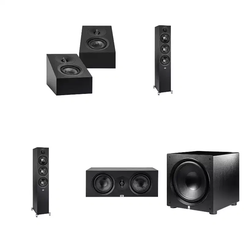 Elac DF63-BK - Debut 3.0 6.5 Floor Speaker - Black (Pair), ELAC DA43-BK Debut 3.0 - DA43-BK Atmos / On Wall speaker, Elac PS500 Subwoofer and Elac...