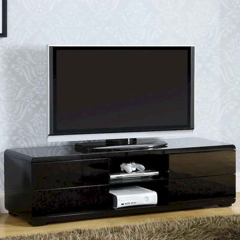 White / Black High Gloss TV Stand with 4 Drawers – For 1 Room