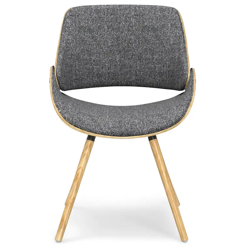 WYNDENHALL Malone Mid Century Modern Bentwood Dining Chair with Light Wood in Polyester linen - 22.8 D x 20.9 W x 30.9H