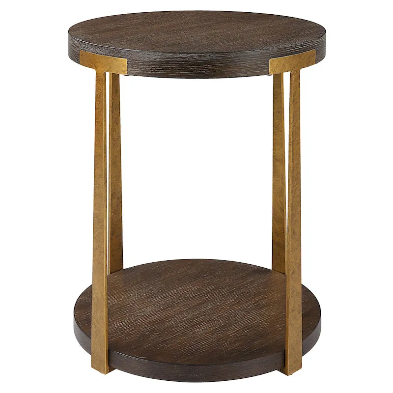 Round Solid Wood Side Table - Rustic Accent End Table for Living Room