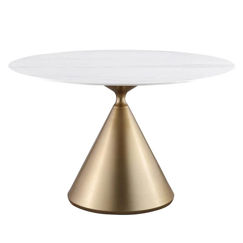 Modern Round Dining Table with Gold Metal Base
