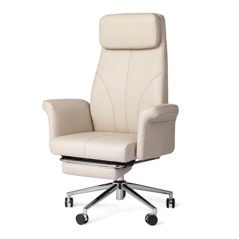 High-Back Office Chair with Footrest and Quilted Design for Adults