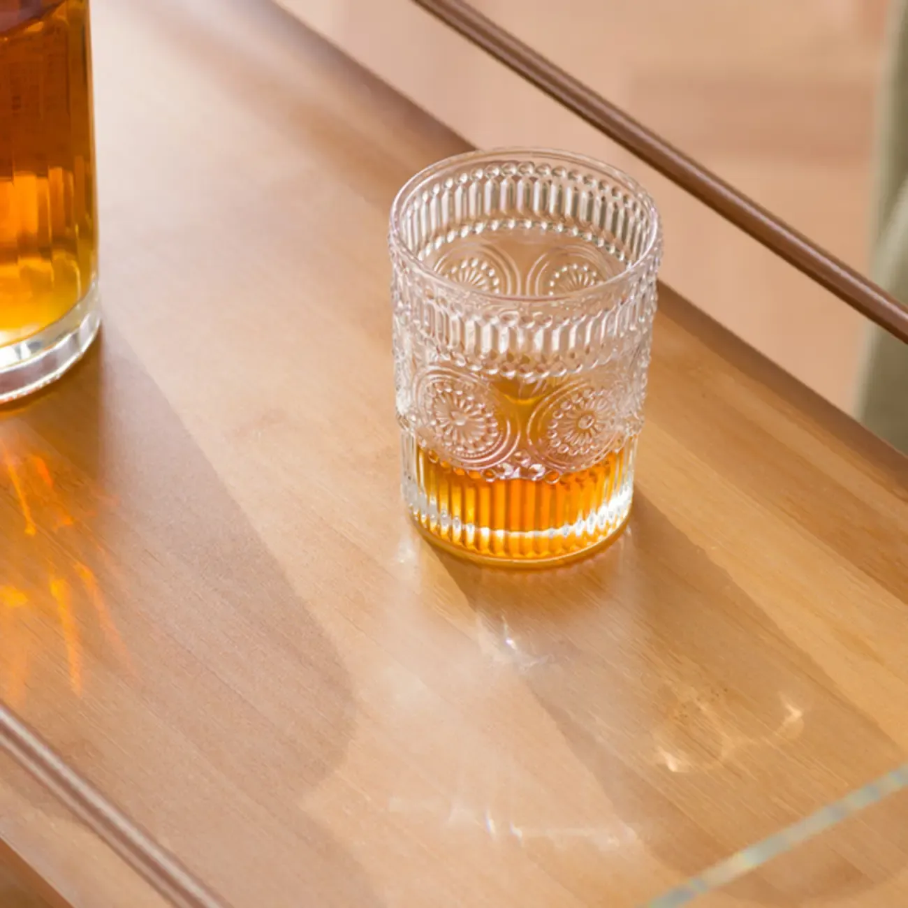 Trendy Moso Bamboo Acrylic 3-Shelf Side Table with Wheels