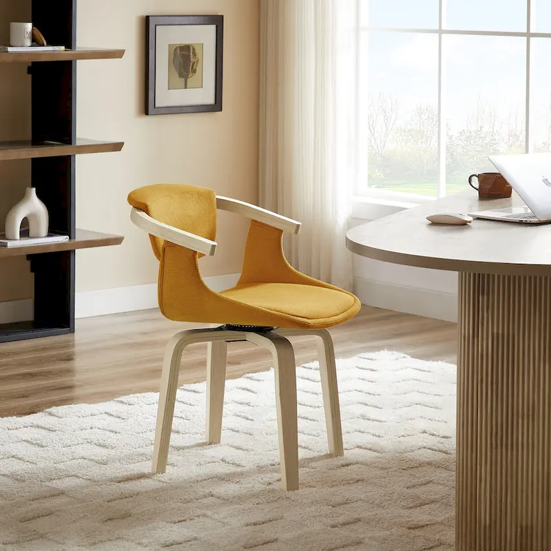 Art Leon Swivel Upholstered and Wood Accent Chair