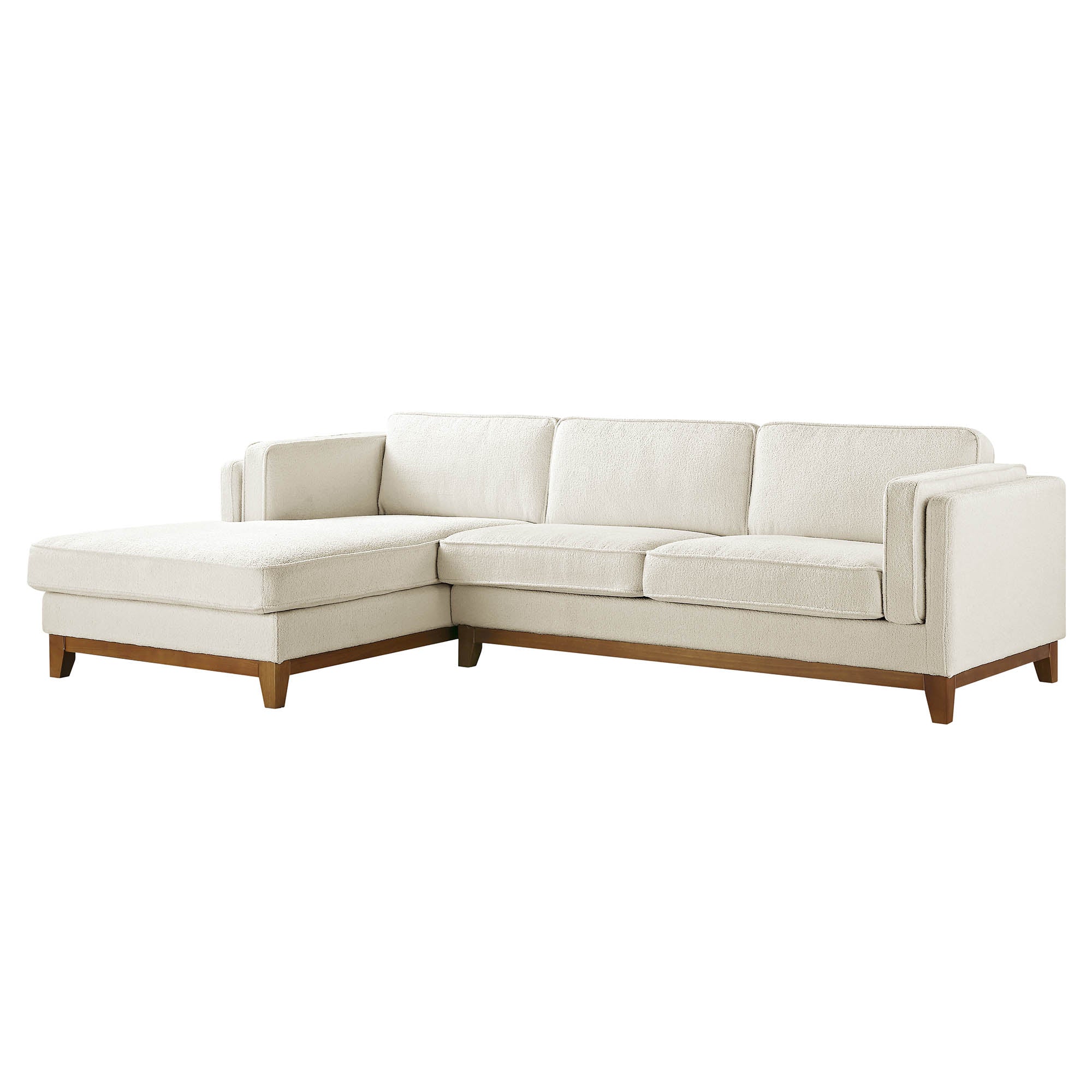 Beige Boucle Fabric Sofa, Grande Chaise Sofa Left Hand Facing
