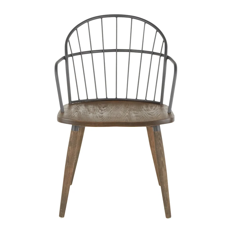 Ellul Industrial Chair in Dark Walnut Wood and Black Metal - N/A