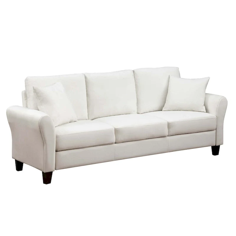 3-Seater Velvet Sofa with 2 Pillows, Black/White/Grey, Wood Frame, 3-Person