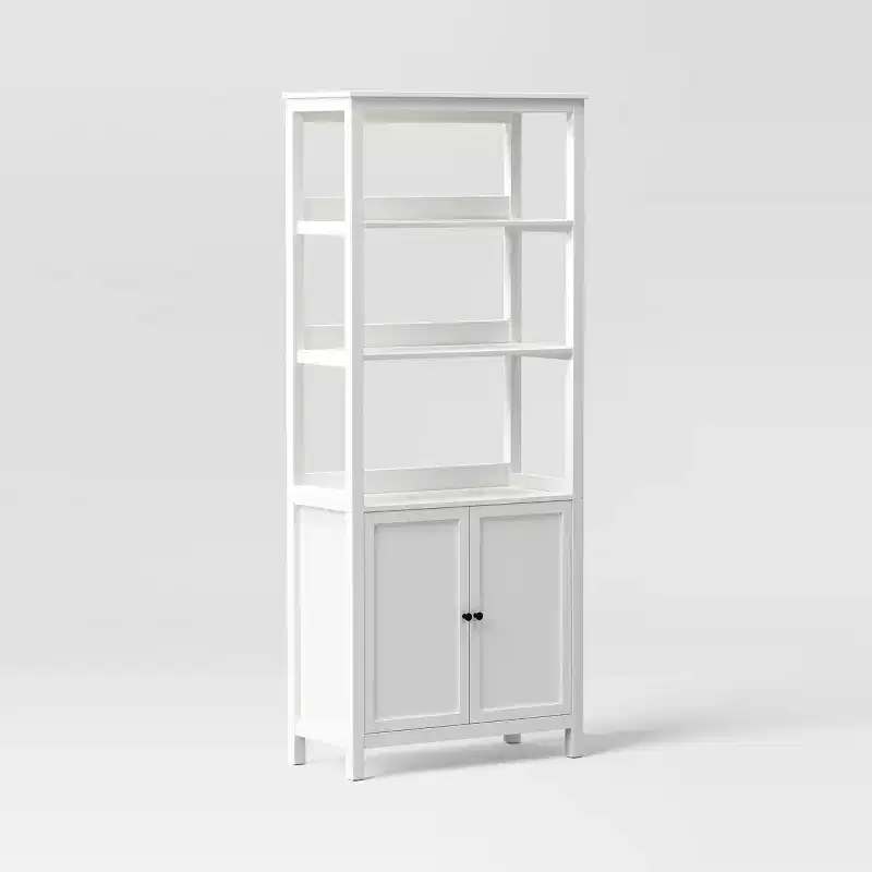 72" Bookcase Traditional With Three Open Shelves and Cabinet Classic White - Room Essentials™