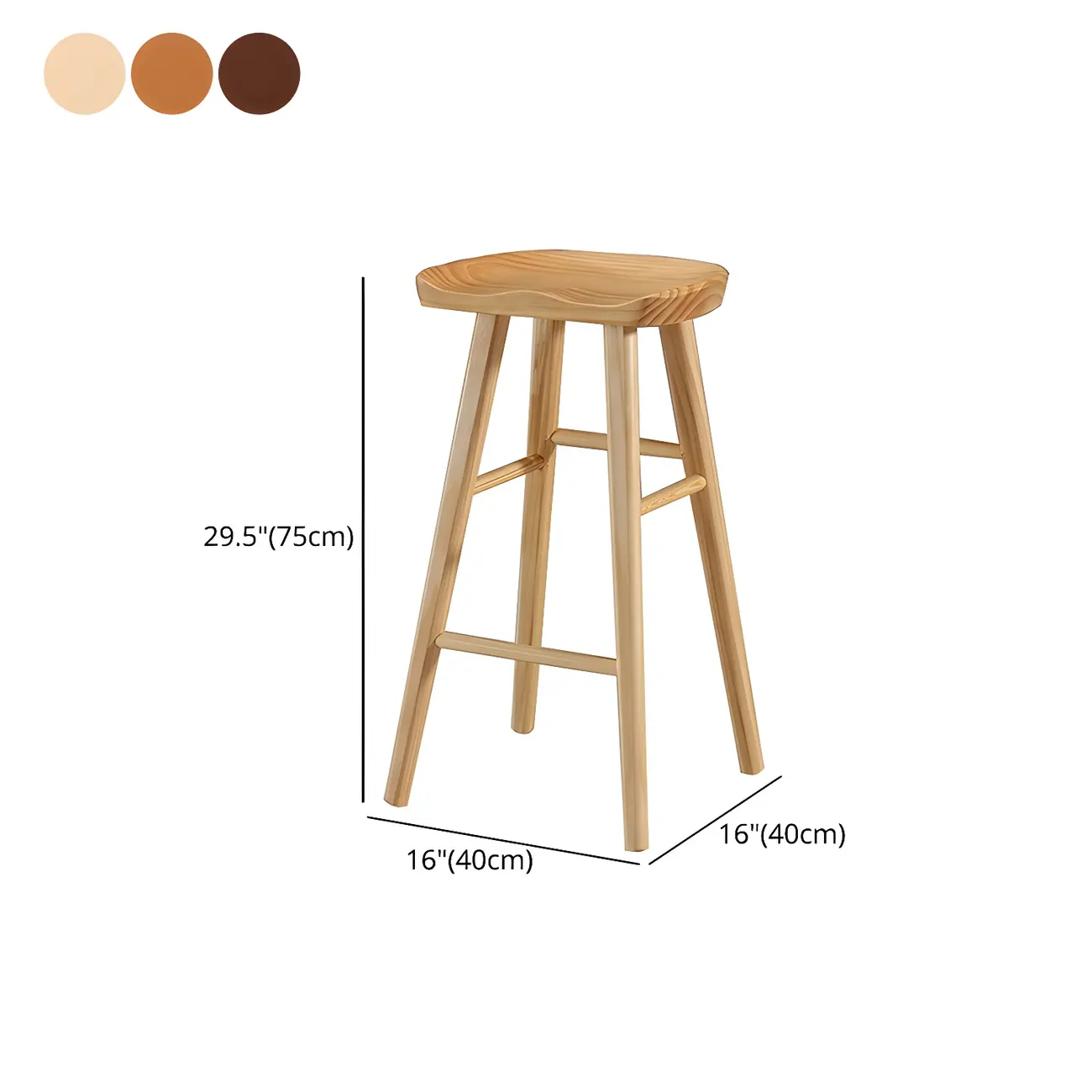 Rustic Saddle Backless Bar Stool Counter Height