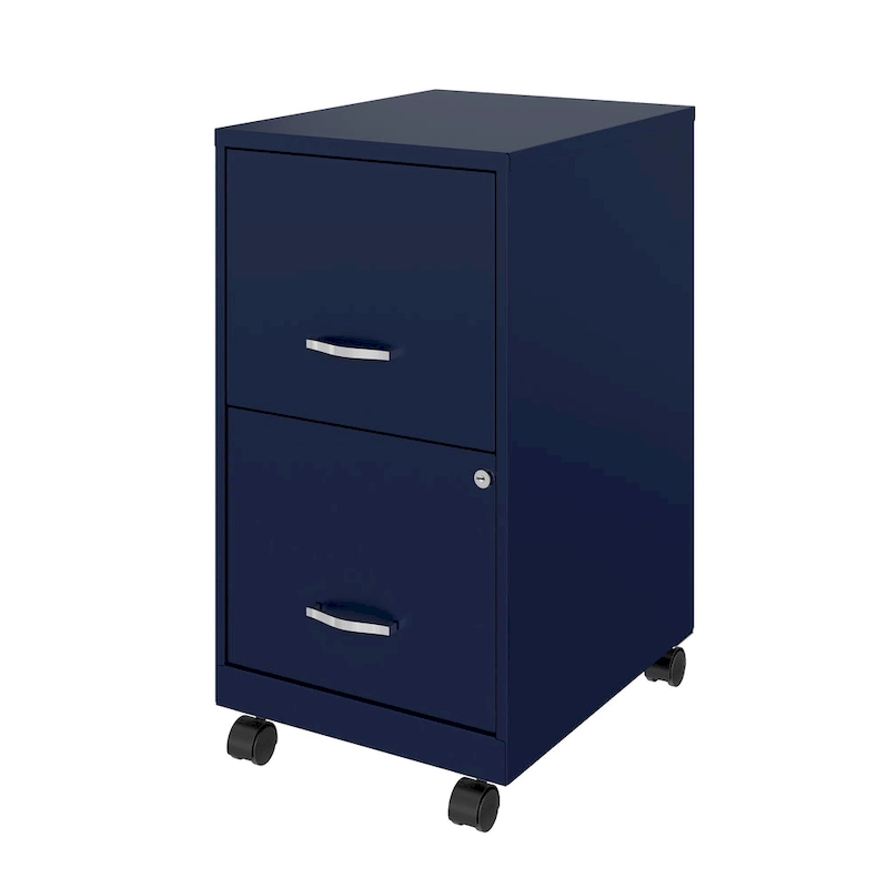 Space Solutions 18 2 Drawer Mobile Smart Vertical File Cabinet, Navy