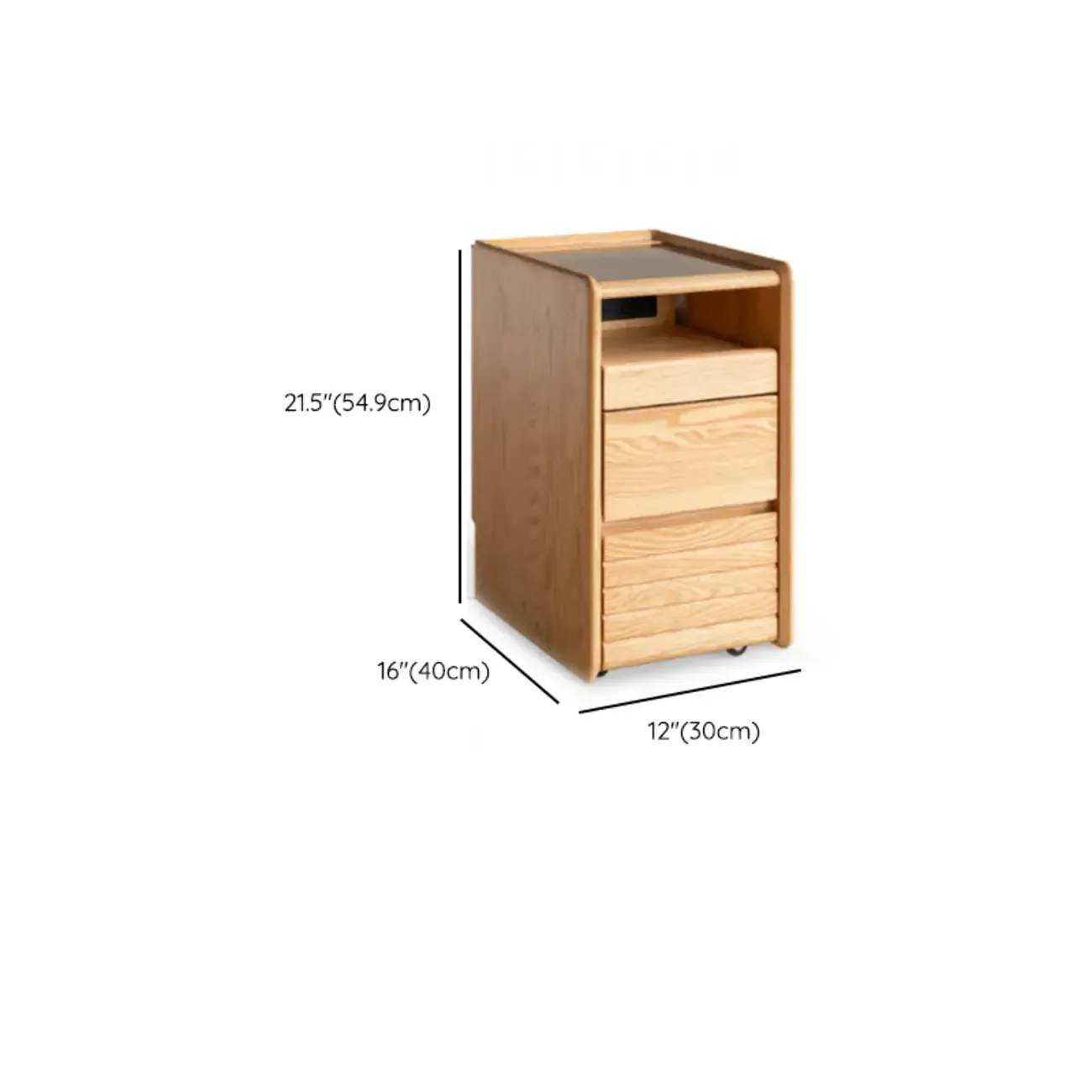 Natural Wooden Multi-Drawer Nightstand with Glass Top