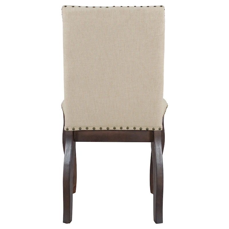 Set of 4 Wood Upholstered Dining Chairs with Nailhead Trim