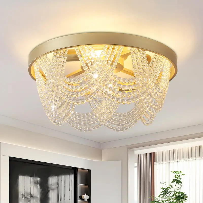 20  Boho Crystal Ceiling Fans with Lights Flush Mount