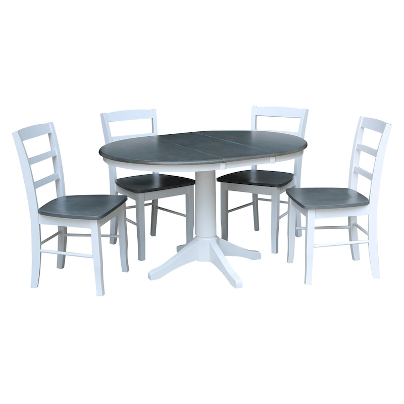 36 Round Extension Dining Table With 4 Madrid Chairs