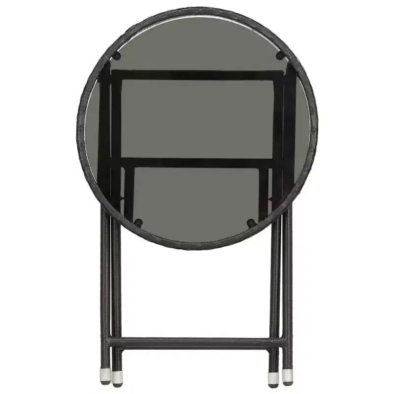 vidaXL Patio Bistro Set Bistro Table 3 Piece Poly Rattan and Tempered Glass