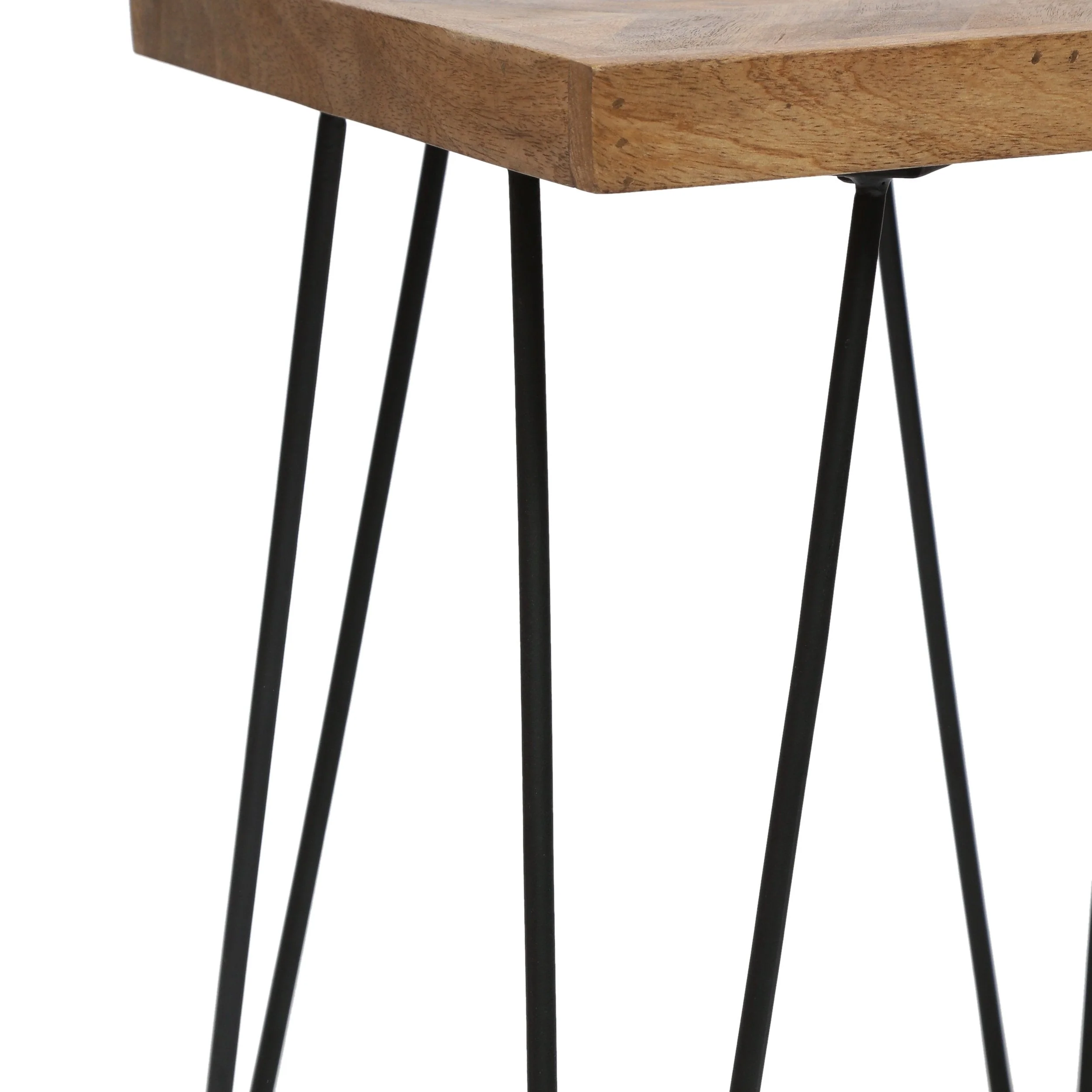 Modern Industrial Handcrafted Mango Wood Side Table with Hairpin Legs, Natural and Black - NH877413