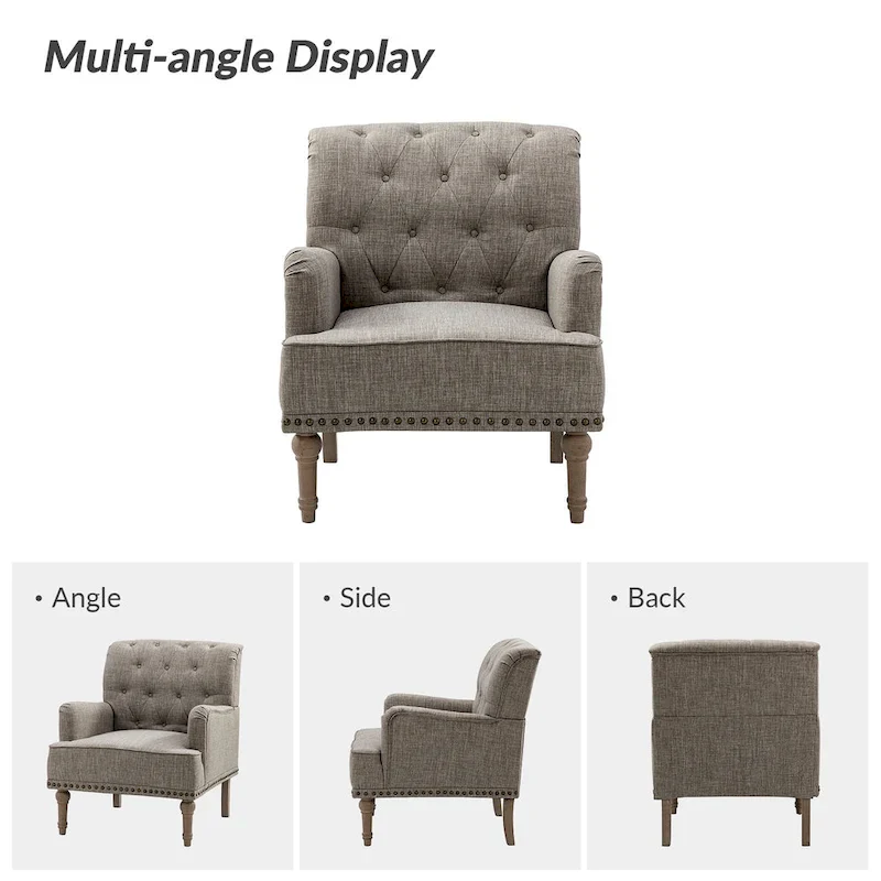 Geltrude Traditional Upholstered Accent Chair with Button Tufted Back Set of 2 by HULALA HOME