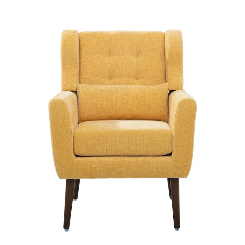 Mid-Century Modern Accent Chair with Waist Cushion, Set of 1