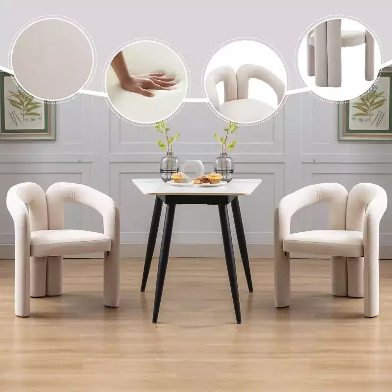 Set of 2 Accent Chairs, Velvet Barrel Armchair for Kitchen, Living Room, Bedroom - ModernLuxe