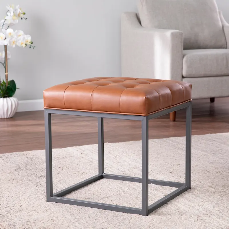 SEI Furniture Healy Saddle Brown Mini Ottoman
