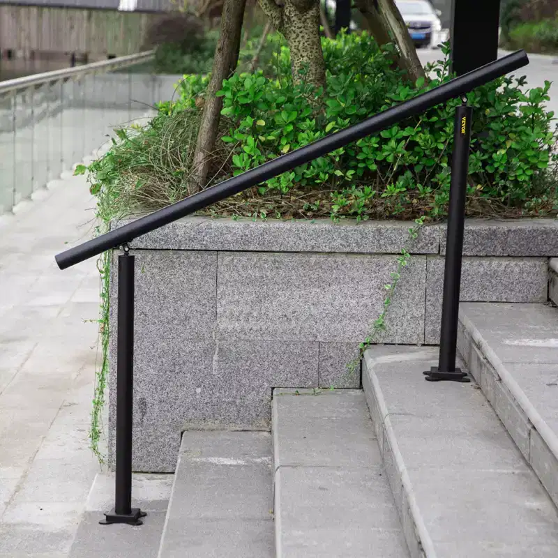 VEVOR Outdoor Stair Railing Kit, 5 FT Handrails 0-5 Steps, Adjustable Angle Aluminum Stair Hand Rail , Handrails for Indoor & Outdoor Steps,Black