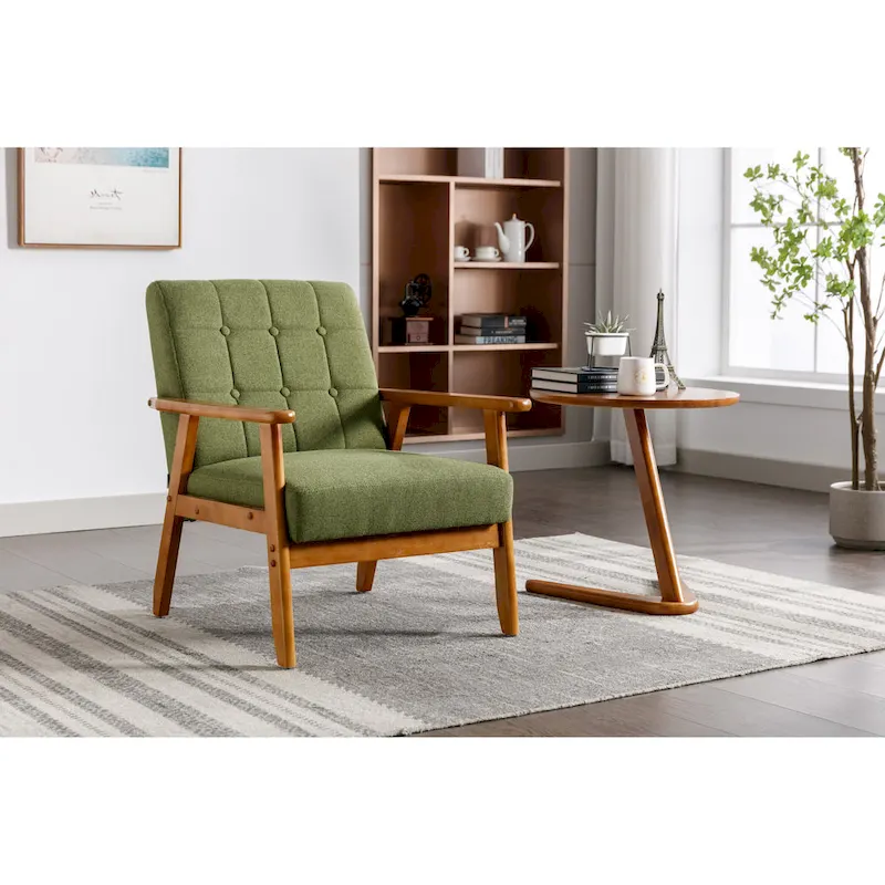 Tufted Accent Chair with Solid Wood Frame