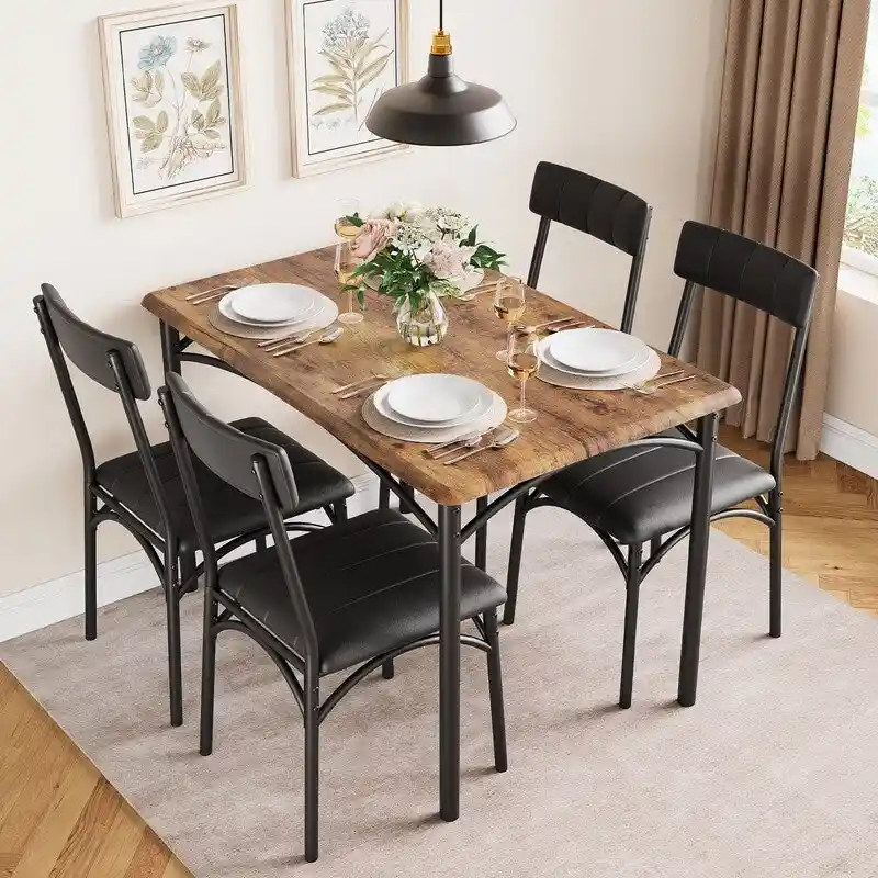Upholstered dining table and chairs