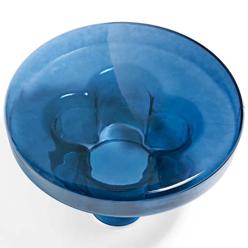 Modern Artistic Flower Glass Round Coffee Table Side Table