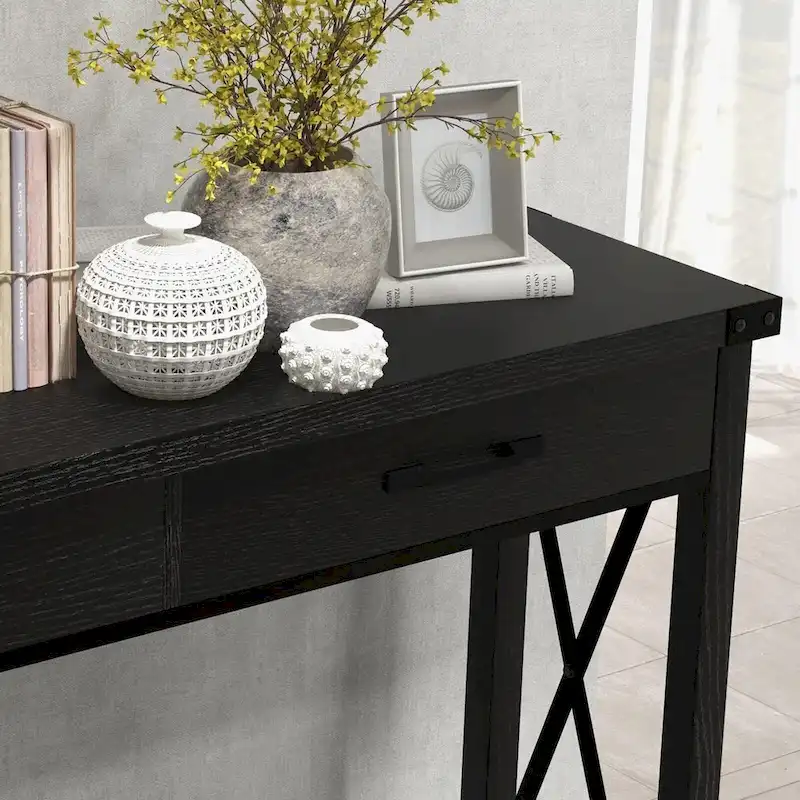 Industrial Console Table with Drawers