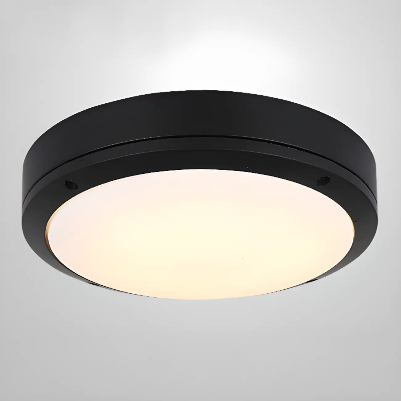 Industrial Black Round Metal LED Flush Ceiling Light