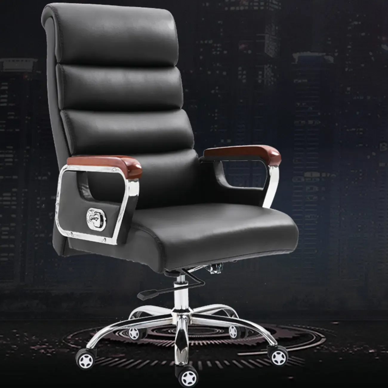 Black Leather Tilt Swivel Office Chair