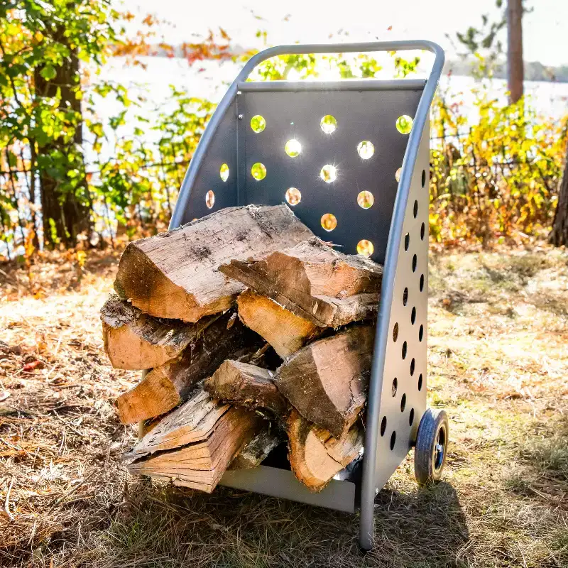 Sunnydaze Powder-Coated Steel Log Cart - 34 H - Gray