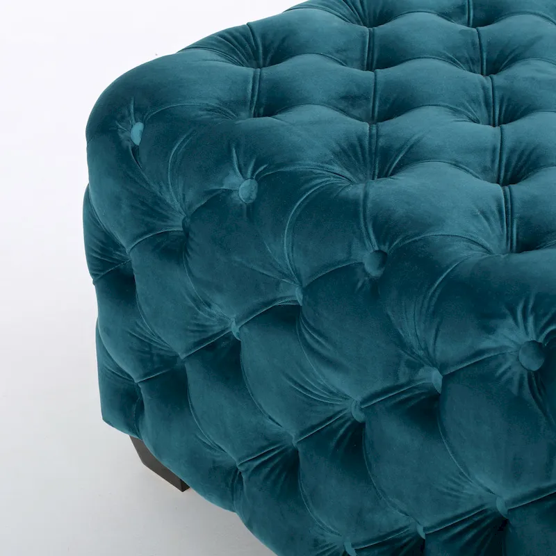Jaymee Modern Glam Button Tufted Velvet Ottoman