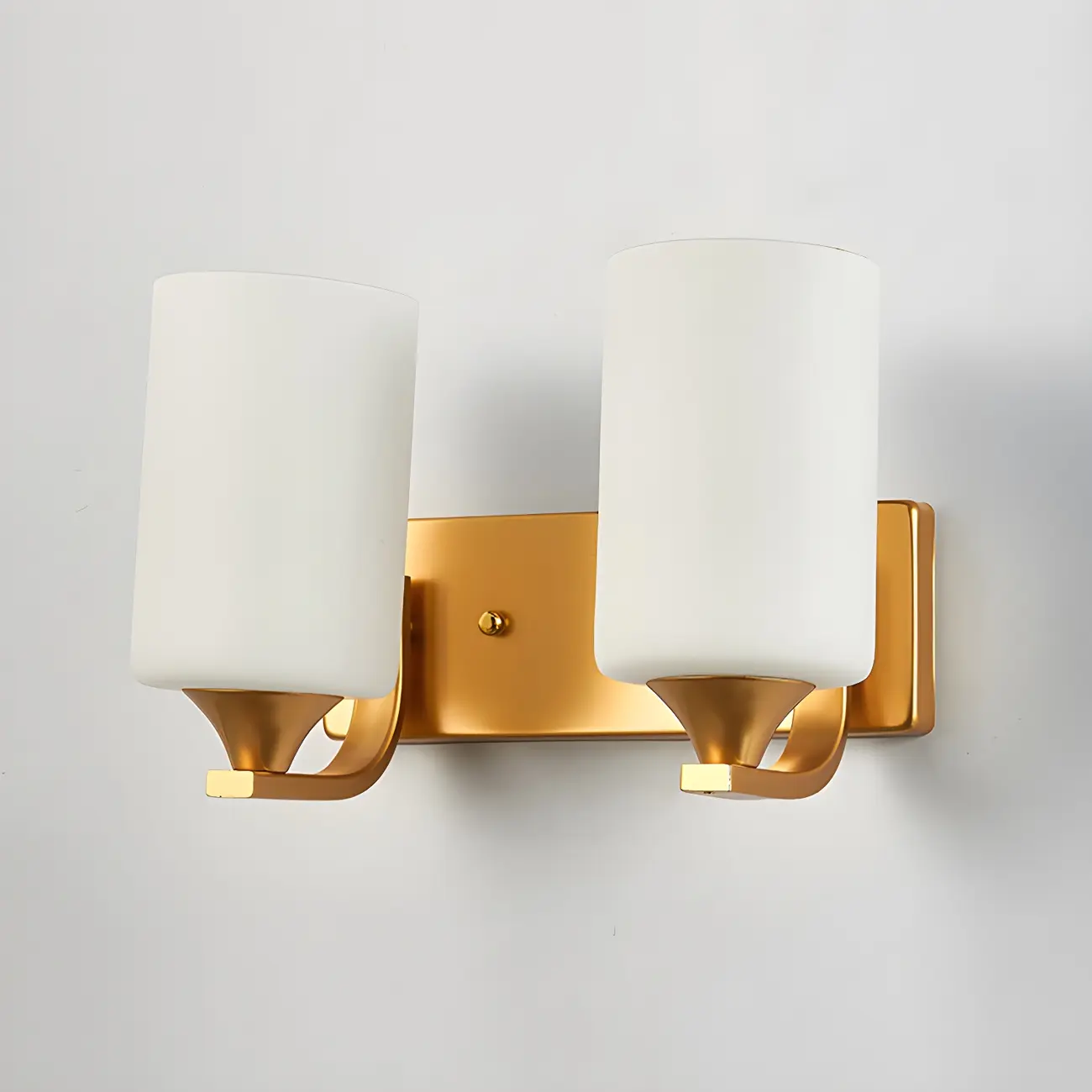 Gold Modern Cylinder Glass Shade Bathroom Vanity Light