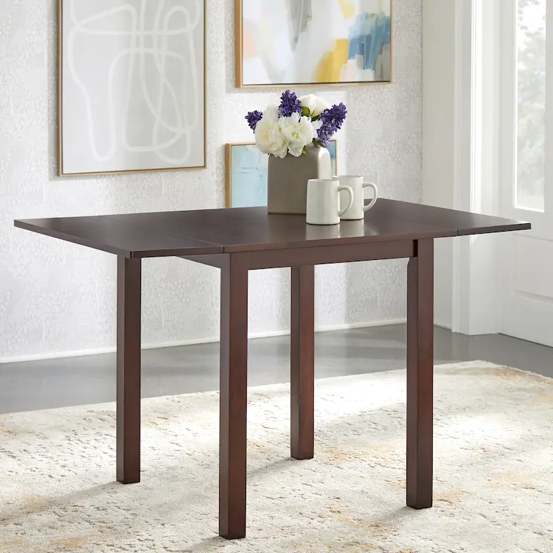 Brown Drop Leaf Dining Table for 6, Rubberwood