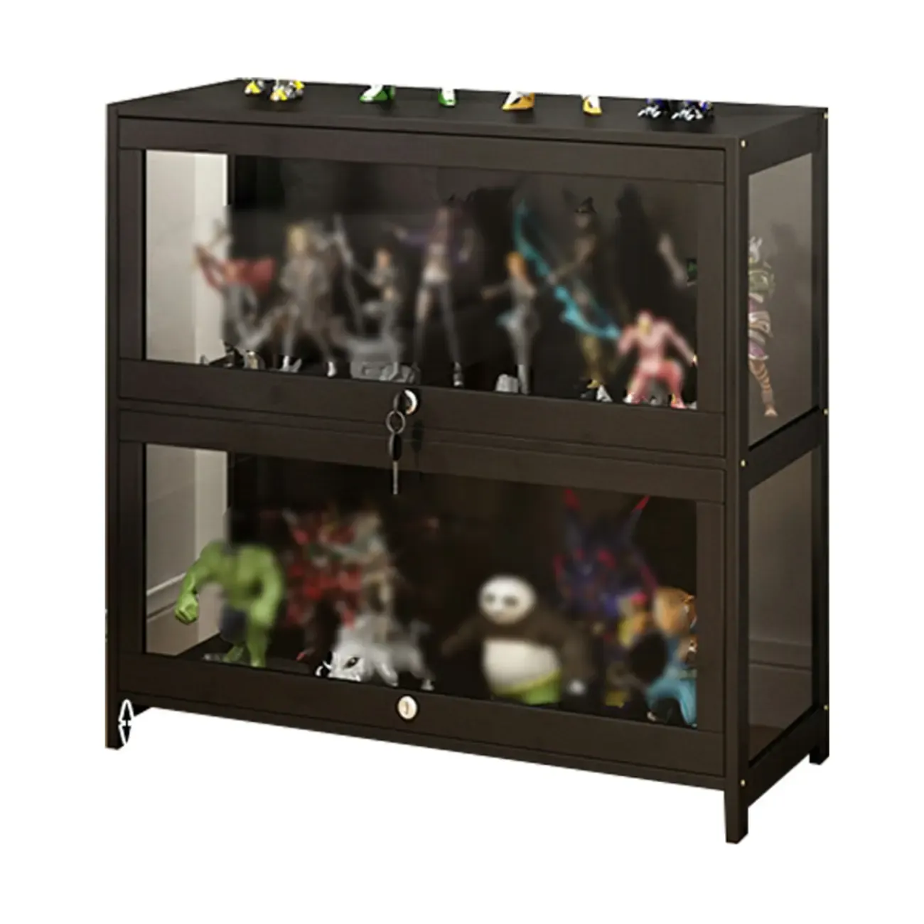 Living Room Modern Black Glass Figurine Display Cabinet