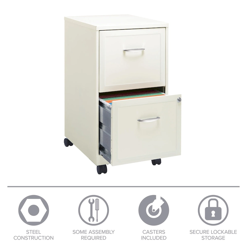 Space Solutions Pearl White 2-drawer Mobile File Cabinet