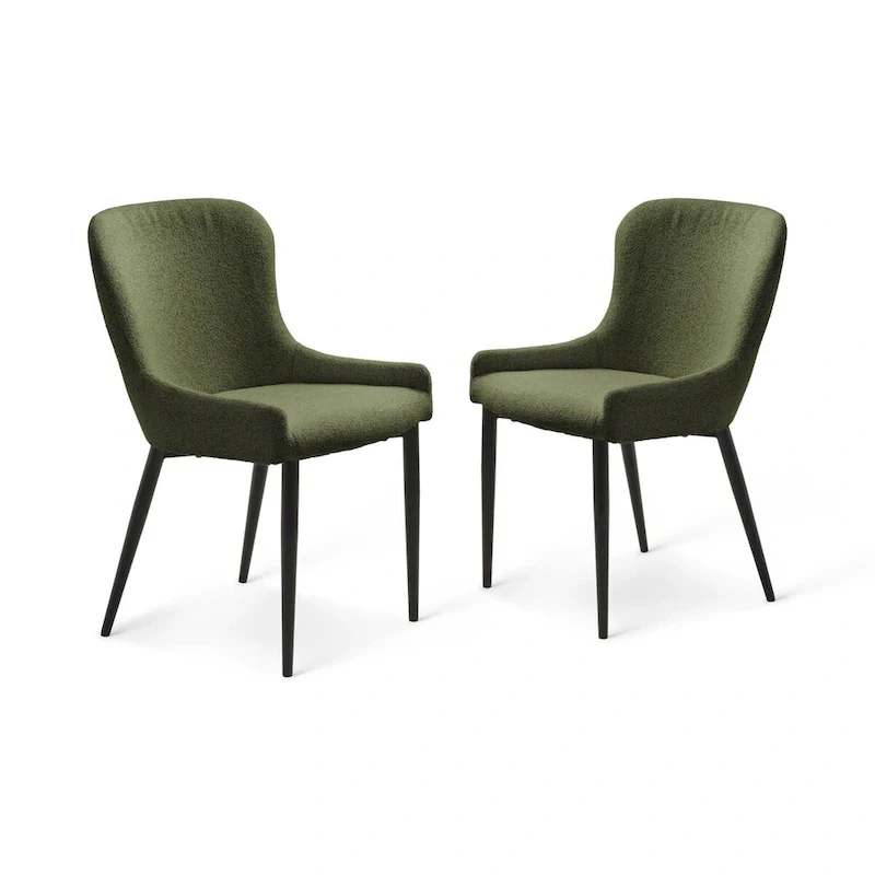 Rye Studio Boucle Dining Chairs with Black Steel Legs, Set of 2